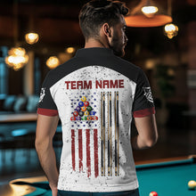 Load image into Gallery viewer, Black White Grunge American Flag Custom Billiard Shirts For Men, Patriotic Team Player Pool Jerseys TDM3405