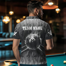Load image into Gallery viewer, Personalized Grey 3D 8 Ball Pool Fire Billiard Shirts For Men Custom Billiard Apparel Jerseys TDM3531