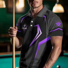 Load image into Gallery viewer, Personalized 8 Ball Pool Billiard Balls Polo &amp; 1/4 Zip For Men Custom Team Billiard Jersey | Purple TDM3534