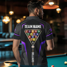 Load image into Gallery viewer, Personalized 8 Ball Pool Billiard Balls Polo &amp; 1/4 Zip For Men Custom Team Billiard Jersey | Purple TDM3534