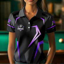 Load image into Gallery viewer, Personalized 8 Ball Pool Billiard Balls Polo &amp; 1/4 Zip For Women Custom Team Billiard Jersey | Purple TDM3534