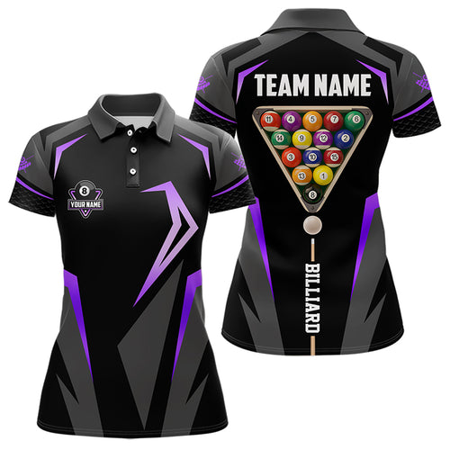 Personalized 8 Ball Pool Billiard Balls Polo & 1/4 Zip For Women Custom Team Billiard Jersey | Purple TDM3534
