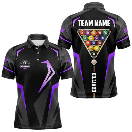 Personalized 8 Ball Pool Billiard Balls Polo & 1/4 Zip For Men Custom Team Billiard Jersey | Purple TDM3534
