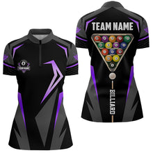 Load image into Gallery viewer, Personalized 8 Ball Pool Billiard Balls Polo &amp; 1/4 Zip For Women Custom Team Billiard Jersey | Purple TDM3534