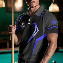 Load image into Gallery viewer, Personalized 8 Ball Pool Billiard Balls Polo &amp; 1/4 Zip For Men Custom Team Billiard Jersey | Blue TDM3535