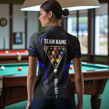 Load image into Gallery viewer, Personalized 8 Ball Pool Billiard Balls Polo &amp; 1/4 Zip For Women Custom Team Billiard Jersey | Blue TDM3535