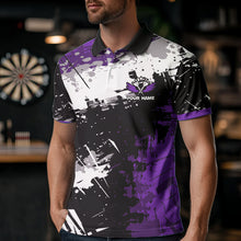 Load image into Gallery viewer, Custom Purple Grunge Darts Shirt With Pocket Option For Men, Darts Jersey TDM3537