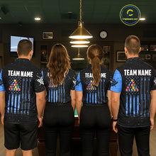 Load image into Gallery viewer, Custom Grunge American Flag 8 Ball Billiard Polo &amp; 1/4 Zip For Men, Pool Team Jersey |Blue TDM5902