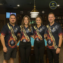 Load image into Gallery viewer, 8 Ball &amp; 9 Ball Flame Smoke Tribal Billiard Shirt For Women Custom Pool Team Jersey Polo &amp; 1/4 Zip TDM5907