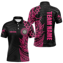 Load image into Gallery viewer, Personalized Pink Black Tribal Darts Polo &amp; Quarter Zip Custom Dart Shirts For Men Dart Jerseys TDM3700