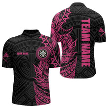Load image into Gallery viewer, Personalized Pink Black Tribal Darts Polo &amp; Quarter Zip Custom Dart Shirts For Men Dart Jerseys TDM3700