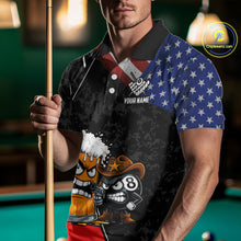 Load image into Gallery viewer, Funny Beer US Flag 8 Ball Pool Billiard Shirt For Men Custom Billiard Team Jersey Polo &amp; 1/4 Zip TDM6047