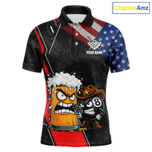 Load image into Gallery viewer, Funny Beer US Flag 8 Ball Pool Billiard Shirt For Men Custom Billiard Team Jersey Polo &amp; 1/4 Zip TDM6047