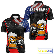 Load image into Gallery viewer, Funny Beer US Flag 8 Ball Pool Billiard Shirt For Men Custom Billiard Team Jersey Polo &amp; 1/4 Zip TDM6047