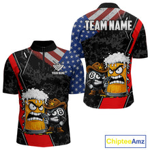Load image into Gallery viewer, Funny Beer US Flag 8 Ball Pool Billiard Shirt For Men Custom Billiard Team Jersey Polo &amp; 1/4 Zip TDM6047