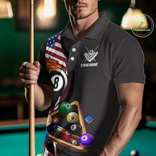 Load image into Gallery viewer, Personalized American Flag Pool Balls Billiard Shirt For Men, 8 Ball Jersey Team Polo &amp; 1/4 Zip TDM6050