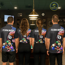 Load image into Gallery viewer, Personalized American Flag Pool Balls Billiard Shirt For Men, 8 Ball Jersey Team Polo &amp; 1/4 Zip TDM6050