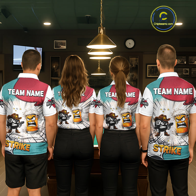 Funny Beer 8 Ball Billiard Shirt For Men Custom Pool Team Jersey Polo & 1/4 Zip, Billiard Outfit TDM6053