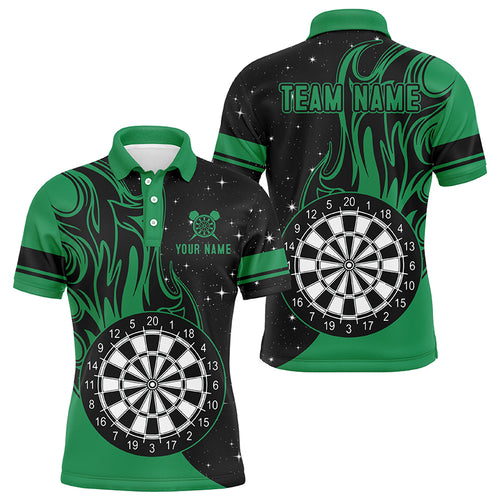 Personalized Green Darts Fire Polo Shirts Best Custom Darts Shirts For Men Darts Team Jerseys TDM1417