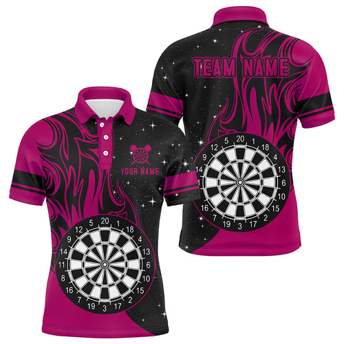 Personalized Pink Darts Fire Polo Shirts Best Custom Darts Shirts For Men Darts Team Jerseys TDM1419