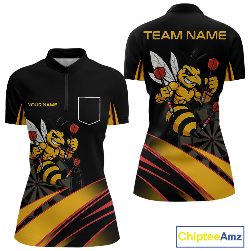 Funny Bee Custom Dart Shirts With Pocket Option For Women, Darts Team Jersey TDM3879