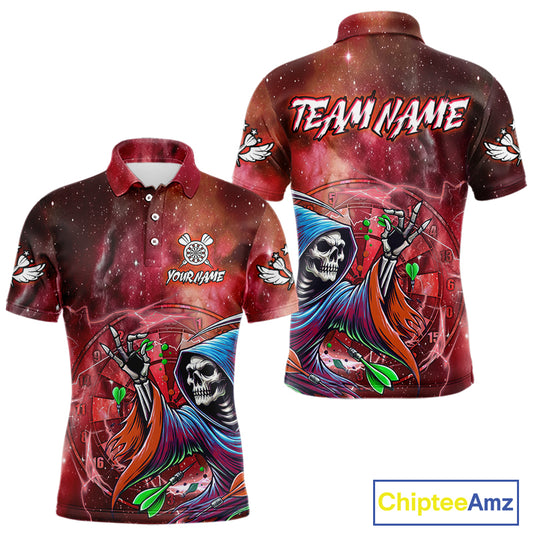 Grim Reaper Red Galaxy Funny Dart Shirts For Men Custom Darts Jerseys Outfit, Darts Gifts TDM3880