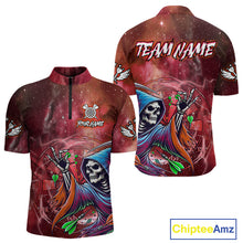 Load image into Gallery viewer, Death Skeleton Red Galaxy Funny Dart Shirts For Men Custom Darts Jerseys Outfit, Darts Gifts TDM3880