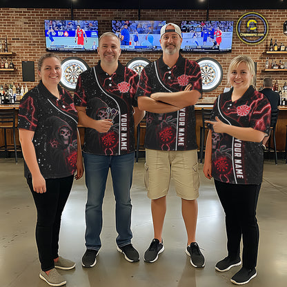 Personalized Red Darts Lightning Grim Reaper Polo & 1/4 Zip, Darts Shirt For Women, Dart Team Jersey TDM6307