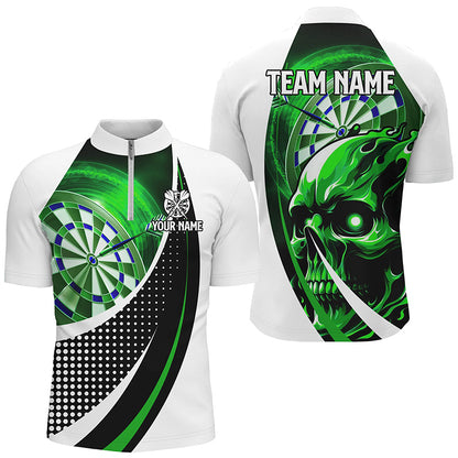 Personalized Green Dartboard 3D Printed Skull Darts Shirts For Men Custom Team League Darts Jerseys TDM1988