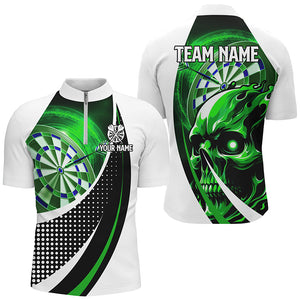 Personalized Green Dartboard 3D Printed Skull Darts Shirts For Men Custom Team League Darts Jerseys TDM1988