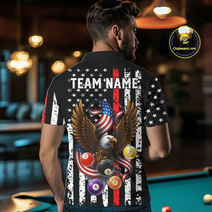 Billiard Eagle American Flag Stripes Pool Jersey For Men Custom Patriotic Billiard Team Shirt|Red TDM4983