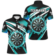 Load image into Gallery viewer, Turquoise 3D Darts Board Fire Custom Polo &amp; 1/4 Zip Shirt For Women Personalized Dart Jerseys Uniform TDM2956