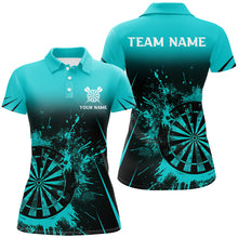 Load image into Gallery viewer, Turquoise Grunge Dart Polo &amp; Quarter-Zip Shirts For Women Custom Retro Darts Board Team Dart Jerseys TDM2960