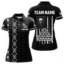 Load image into Gallery viewer, Personalized Billiard Skull Grunge US Flag Women Billiard Shirts Custom Argyle Billiard Team Jerseys TDM3194