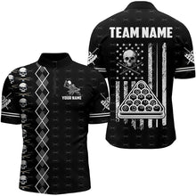 Load image into Gallery viewer, Personalized Billiard Skull Grunge US Flag Men Billiard Shirts Custom Argyle Billiard Team Jerseys TDM3194