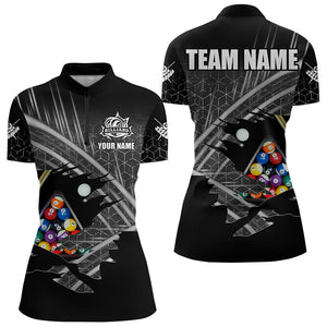 Personalized Billiard Shirts For Women Custom Billiard Pool Ball Jerseys, Billiard Team Shirt |Black TDM3196