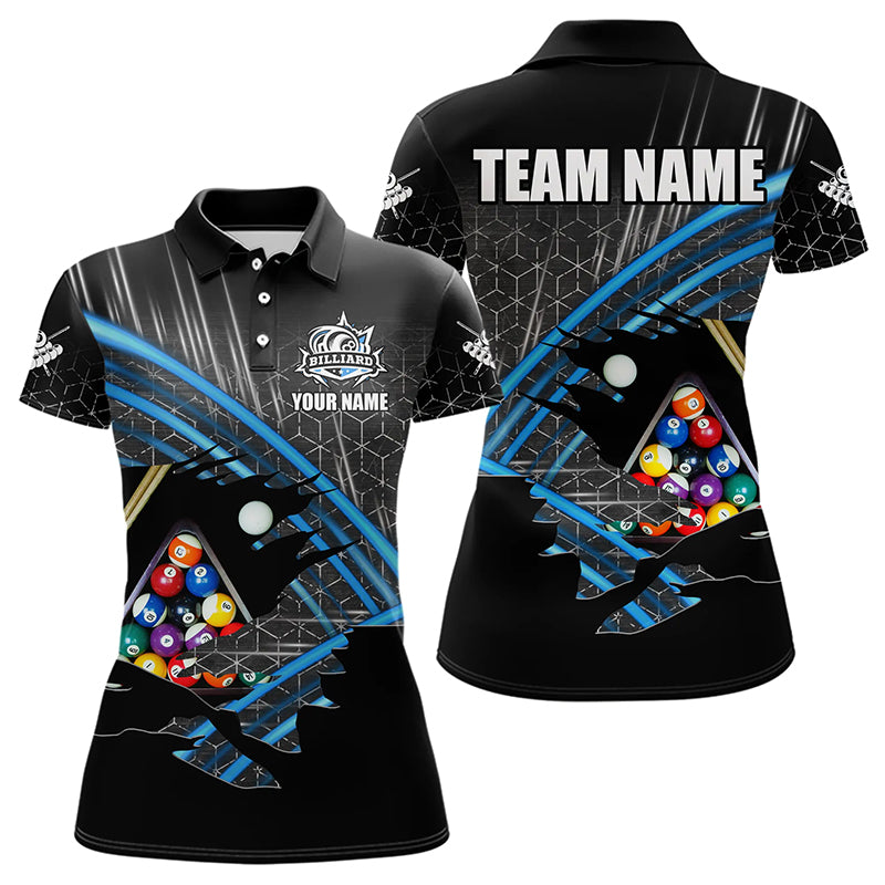 Personalized Billiard Shirts For Women Custom Billiard Pool Ball Jerseys, Billiard Team Shirt | Blue TDM3197