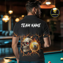 Load image into Gallery viewer, Personalized Skull 8 Ball &amp; 9 Ball Fire Billiard Shirt For Men Custom Billiard Pool Team Jersey TDM5425