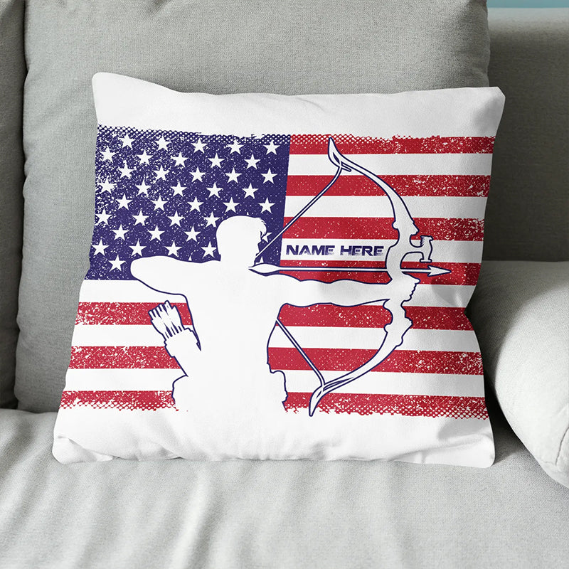 Personalized Patriotic Archer Throw Pillows Best Custom Archery Pillows TDM0901