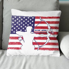 Load image into Gallery viewer, Personalized Patriotic Archer Throw Pillows Best Custom Archery Pillows TDM0901