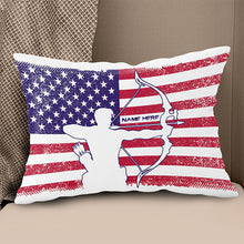 Load image into Gallery viewer, Personalized Patriotic Archer Throw Pillows Best Custom Archery Pillows TDM0901