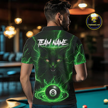 Load image into Gallery viewer, Green 8 Ball Thunder Lightning Cat Billiard Shirt For Men Custom Pool Team Jersey Polo &amp; 1/4 Zip TDM5696