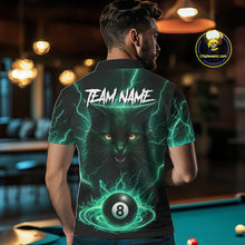 Load image into Gallery viewer, Turquoise 8 Ball Lightning Cat Billiard Shirt For Men Custom Pool Team Jersey Polo &amp; 1/4 Zip TDM5697