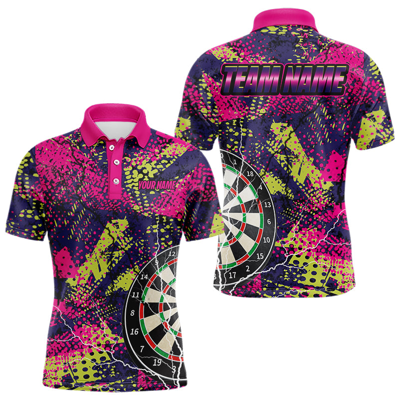 Personalized Grunge Colorful Lightning Darts Shirts For Men Custom Dart Jerseys Funny Darts Outfit TDM3543