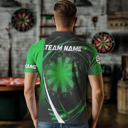 Black Green Lights Dart Polo, 1/4 Zip Custom Dart Shirt For Men Dart Jersey TDM3546