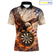 Load image into Gallery viewer, Personalized Grunge Fire Eagle Darts Shirt For Men, Patriotic Darts Jersey Team Polo &amp; 1/4 Zip TDM5911