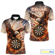 Load image into Gallery viewer, Personalized Grunge Fire Eagle Darts Shirt For Men, Patriotic Darts Jersey Team Polo &amp; 1/4 Zip TDM5911