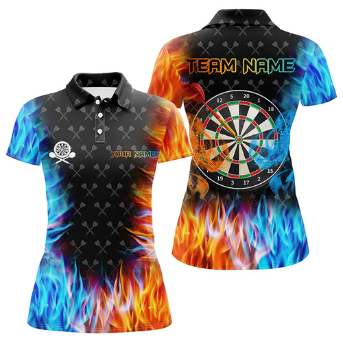 Personalized Dart Board Fire And Water 3D Printed Darts Polo Shirts For Women Custom Darts Jerseys TDM1218
