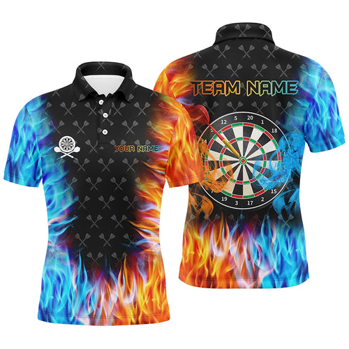 Personalized Dart Board Fire And Water 3D Printed Darts Polo Shirts For Men Custom Darts Jerseys TDM1218