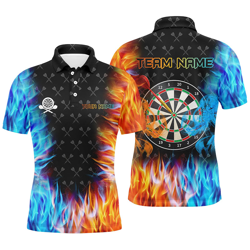 Personalized Dart Board Fire And Water 3D Printed Darts Polo Shirts For Men Custom Darts Jerseys TDM1218